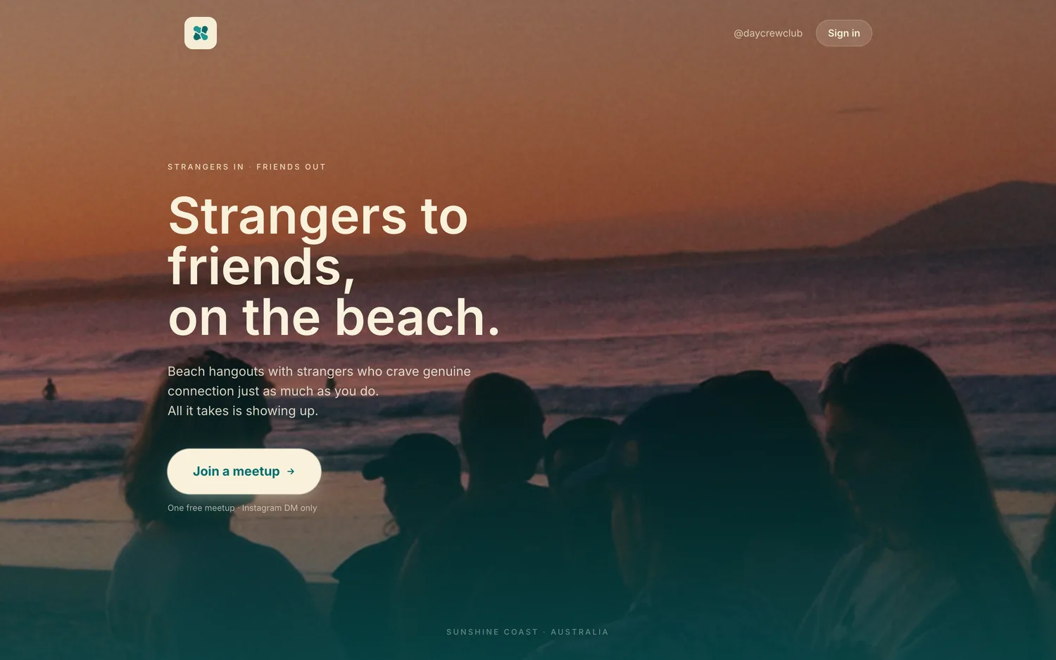 The DayCrew apply flow: a short form that matches a stranger into a crew.